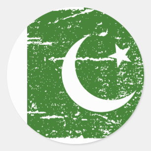 Vintage Pakistan Flag Classic Round Sticker