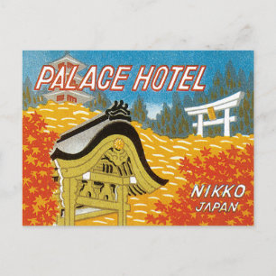 Vintage Palace Hotel Japan Label Art Postcard