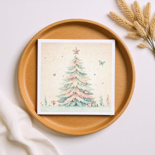 Vintage pale Merry Christmas Napkin