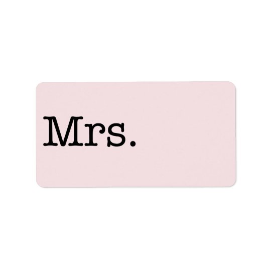 Vintage Pale Pink and Black Mrs. Wedding Mrs Quote Address Label
