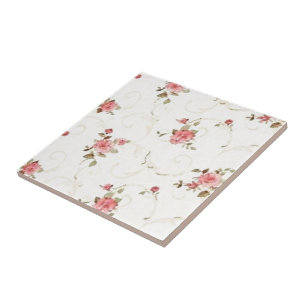 Vintage Pale Pink Rose Ceramic Tile
