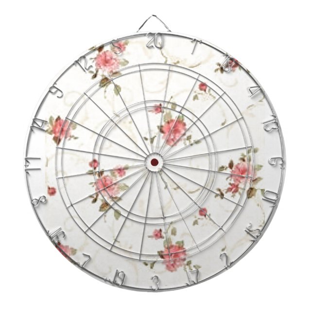 Vintage Pale Pink Rose Dartboard (Front)