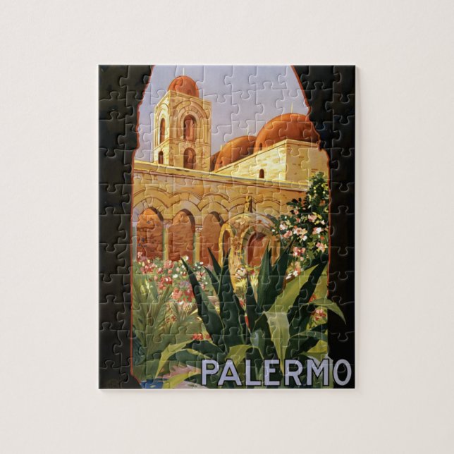 Vintage Palermo Italy Travel Tourism Advertisement Jigsaw Puzzle (Vertical)