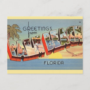 Vintage Palm Beach Greeting Postcard