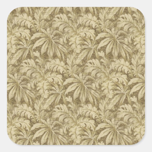 Vintage Palm Leaves Wallpaper - Antique Pattern Square Sticker (Front)
