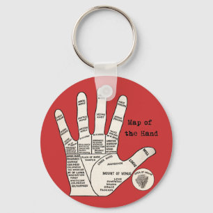 Vintage palm reading palmistry fortune key ring