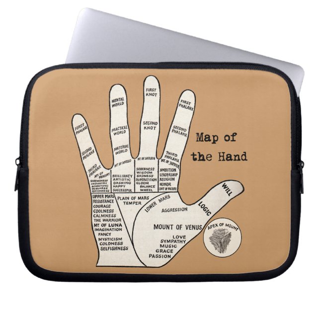 Vintage palm reading palmistry fortune laptop sleeve (Front)