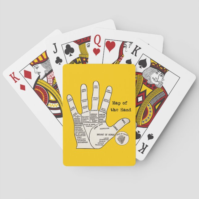 Vintage palm reading palmistry Hand Map Playing Cards (Back)