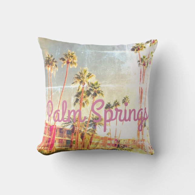 Vintage Palm Springs Throw Pillow (Front)