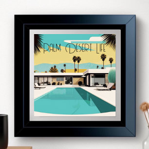Vintage Palm Springs Watercolor Pool Poster