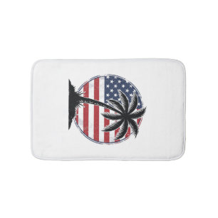 Vintage Palm Tree American Flag Summer Shirt_1 Bath Mat