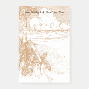 Vintage Palm Tree Beach Etching Custom Stickie 4x6 Post-it Notes