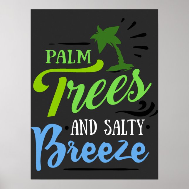 Vintage Palm Tree Beach Poster (Front)