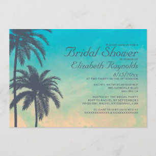 Vintage Palm Tree Bridal Shower Invitations