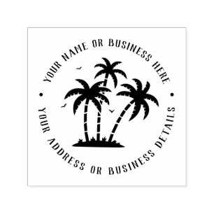 Vintage Palm Tree Business Name Return Address Self-inking Stamp