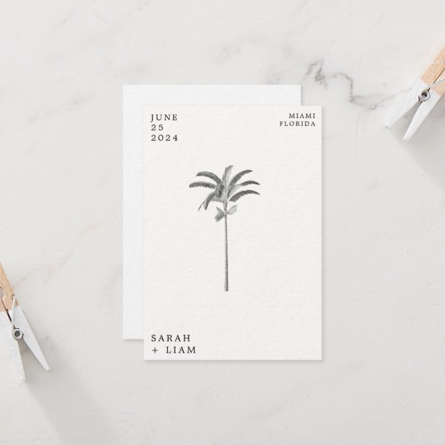 Vintage Palm Tree Destination WeddingSave The Date Invitation (Front/Back In Situ)