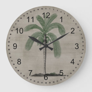 Vintage Palm Tree Large Clock