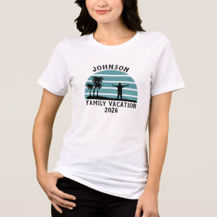 Vintage Palm Tree Sunset Custom Family Vacation Tri-Blend Shirt