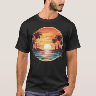 Vintage Palm tree t-shirts with retro Sunset colou