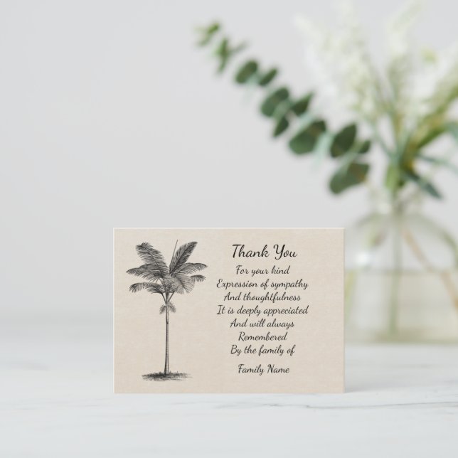 Vintage Palm Tree Thank You Card (Standing Front)