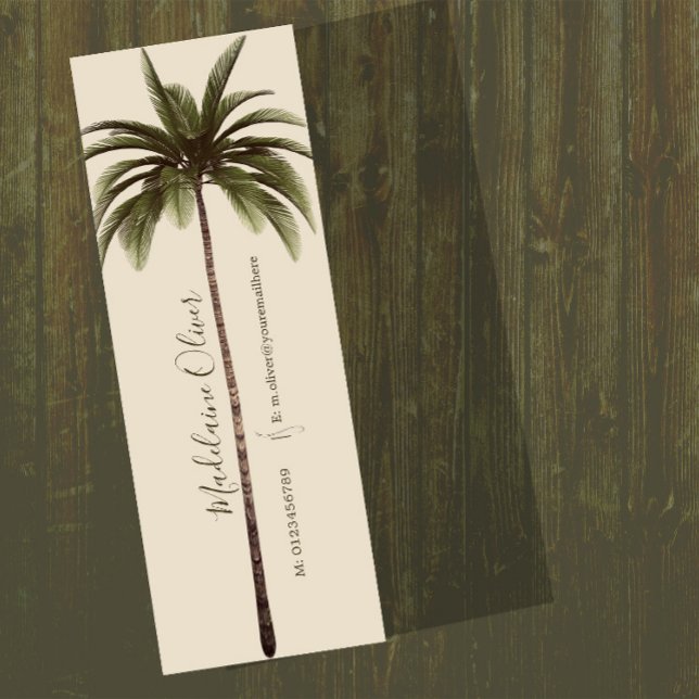 Vintage Palm Tree Tropical Elegant Mini Business Card (Creator Uploaded)