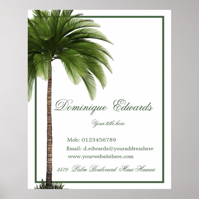 Vintage Palm Tree Tropical Elegant  Poster (Front)