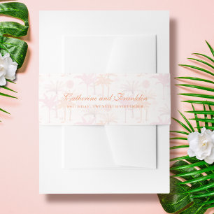 Vintage Palm Tree Tropical Wedding Invitation Belly Band