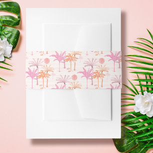 Vintage Palm Tree Tropical Wedding Invitation Belly Band