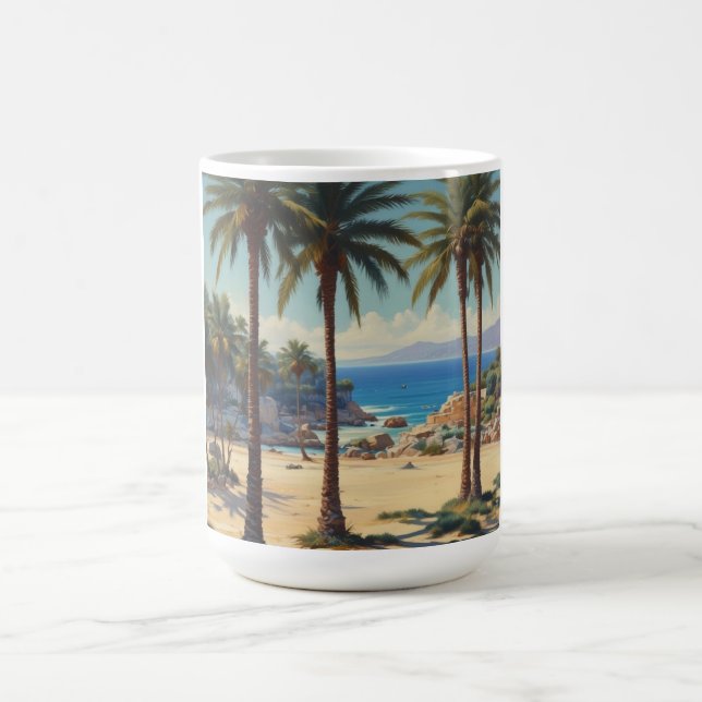 Vintage Palm Trees Cote D'Azur Travel Coffee Mug (Center)