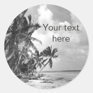 Vintage Palm Trees Custom Text Classic Round Sticker