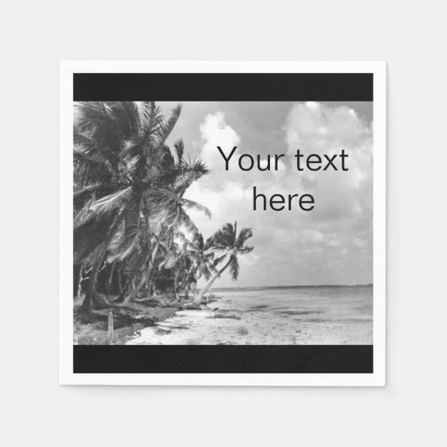 Vintage Palm Trees Custom Text Napkin (Front)