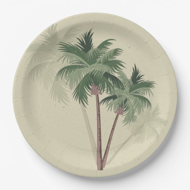 Vintage Palm Trees Paper Plate (Front)