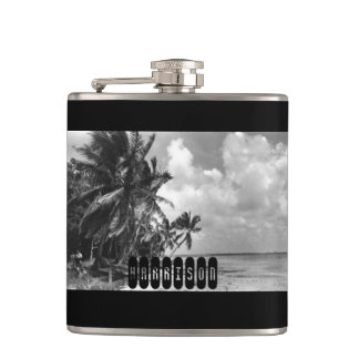 Vintage Palm Trees Personalised Hip Flask