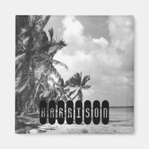 Vintage Palm Trees Personalised Magnet