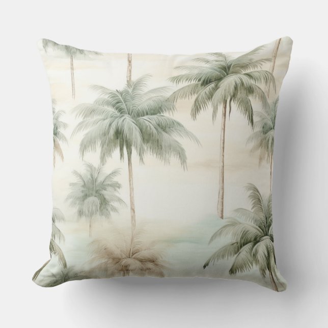 Vintage Palm Trees Throw Pillow (Front)