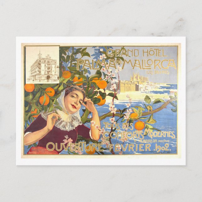 Vintage Palma de Mallorca Hotel Advertisement Postcard (Front)