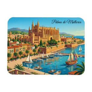 Vintage Palma de Mallorca Spain Panoramic View Magnet