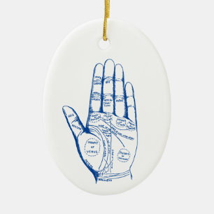 Vintage Palmistry Chart Palm Reading Ceramic Ornament