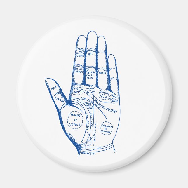Vintage Palmistry Chart Palm Reading Magnet (Front)