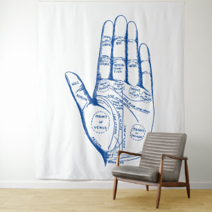 Vintage Palmistry Chart Palm Reading Tapestry