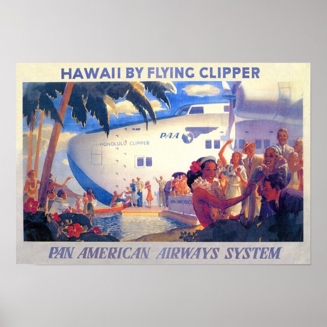 Vintage Pan American Travel Poster - Hawaii (Front)