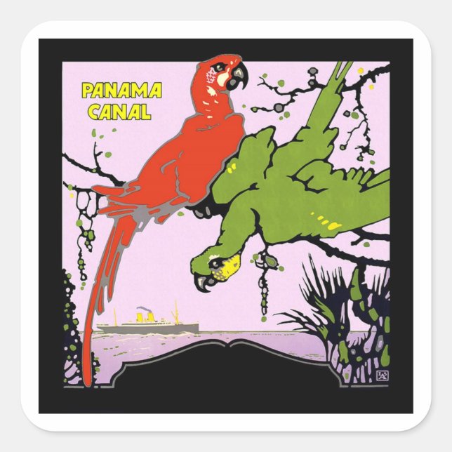 Vintage Panama Canal Square Sticker (Front)