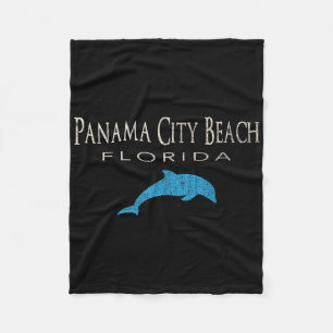Vintage Panama City Beach Fl Dolphin T Shirt Fleece Blanket