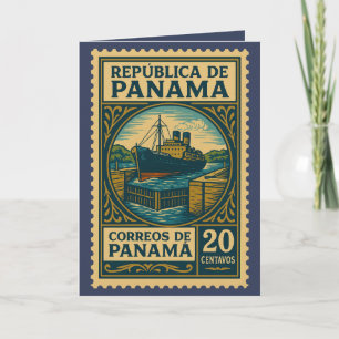 Vintage Panama Postage Stamp Card
