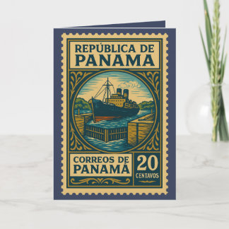 Vintage Panama Postage Stamp   Card