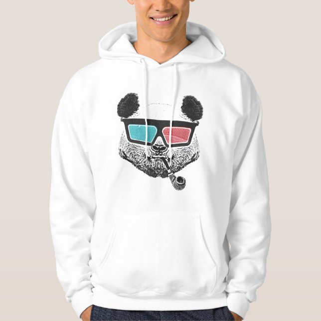 Vintage panda 3-D glasses Hoodie (Front)