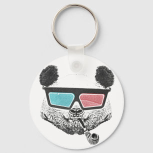 Vintage panda 3-D glasses Key Ring
