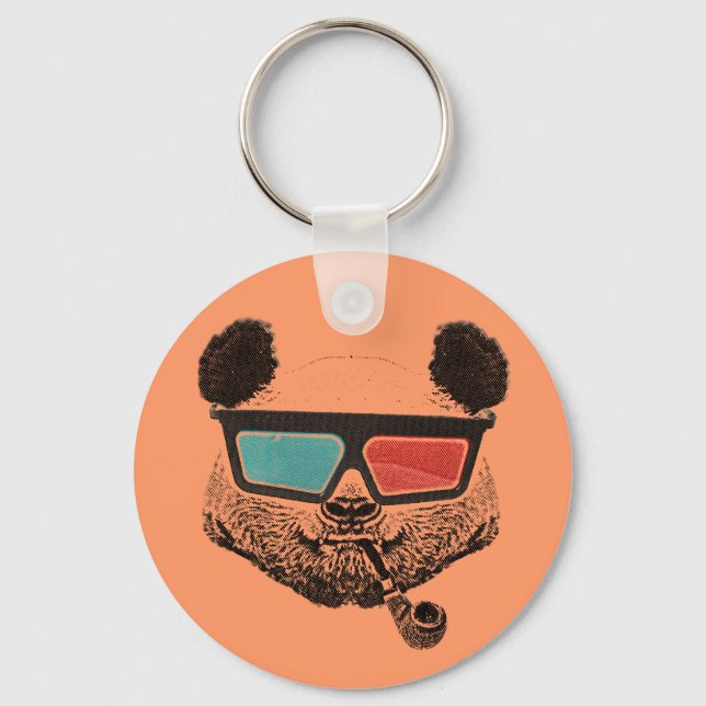 Vintage panda 3-D glasses Key Ring (Front)