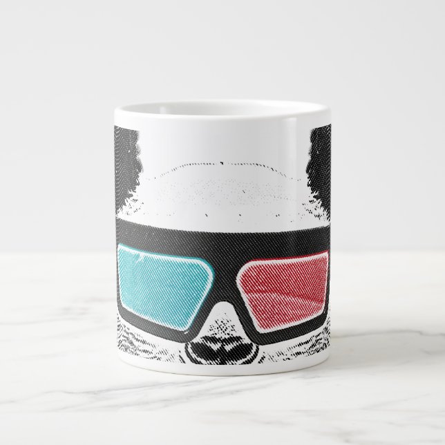 Vintage panda 3-D glasses Large Coffee Mug (Front)
