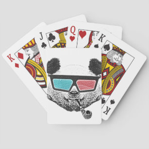 Vintage panda 3-D glasses Playing Cards